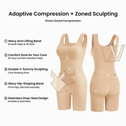 ✨ Postpartum Full Body Shaper Bodysuit, Tummy Control Butt Lifter with Scrunch Open‑Back & Cotton Gusset for Women